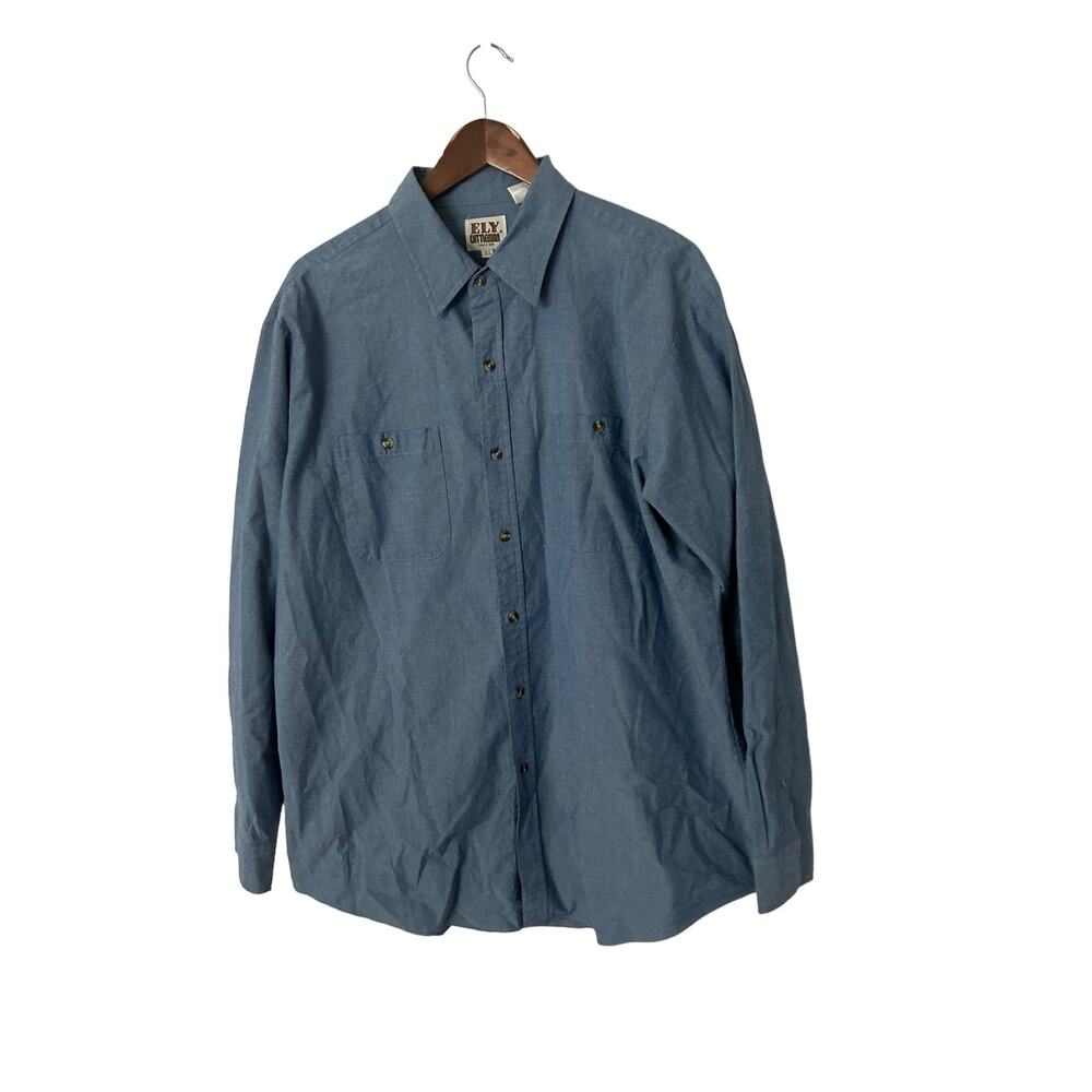 ELY Cattleman size XL‎ blue mens button front chambray shirt